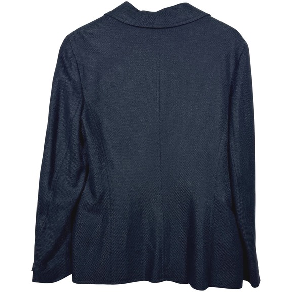 Vintage Talbots Black Linen Blend Blazer Sz 12 Single Breasted Y2K Career Jacket - Picture 9 of 16